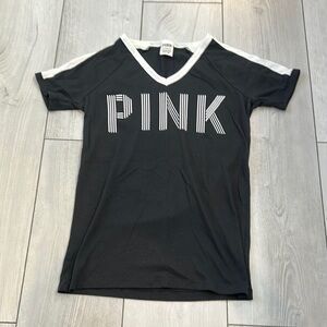 Pink Victoria’s Secret Black and White V-Neck T-Shirt